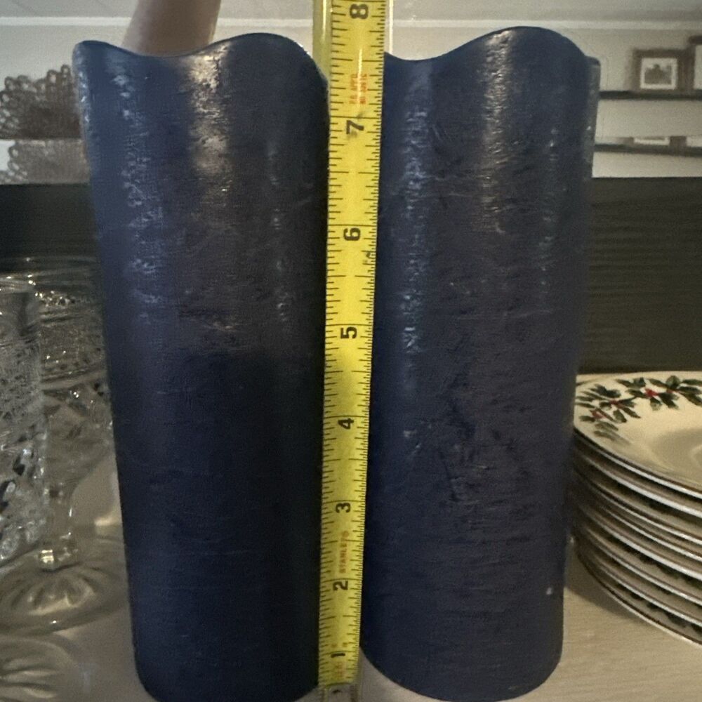 Set Of 2 Navy Blue 8” LED Pillar Candles
